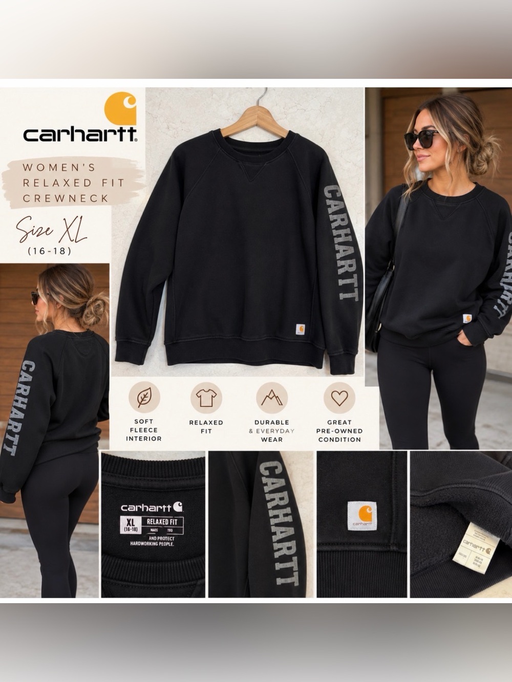 Carhartt Women’s Relaxed Fit Crewneck Sweatshirt – XL 🖤